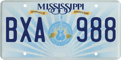 MS license plate BXA988