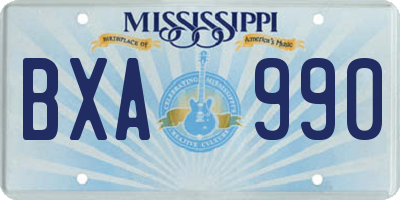 MS license plate BXA990