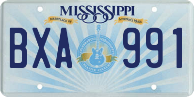 MS license plate BXA991