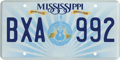 MS license plate BXA992