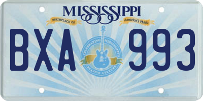 MS license plate BXA993