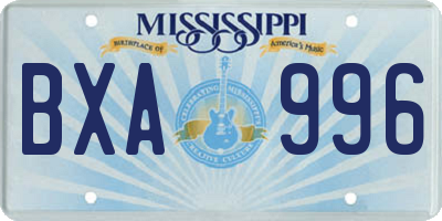 MS license plate BXA996