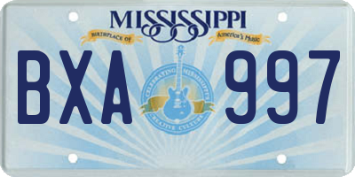 MS license plate BXA997