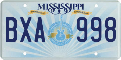 MS license plate BXA998
