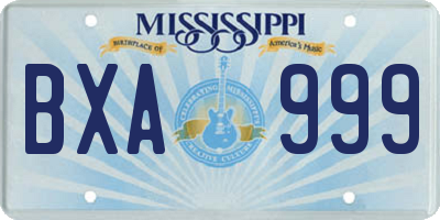 MS license plate BXA999