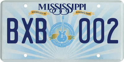 MS license plate BXB002
