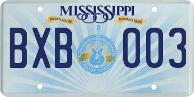 MS license plate BXB003