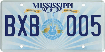 MS license plate BXB005