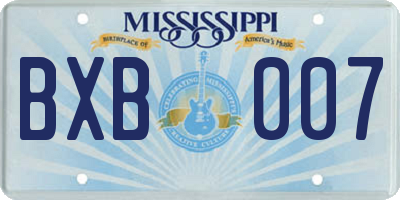 MS license plate BXB007