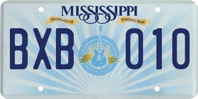 MS license plate BXB010