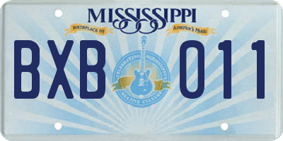 MS license plate BXB011