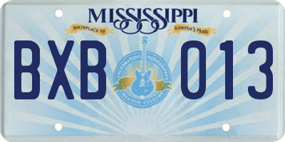 MS license plate BXB013