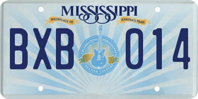 MS license plate BXB014