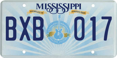 MS license plate BXB017