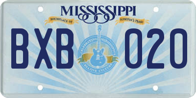 MS license plate BXB020