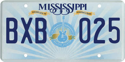 MS license plate BXB025