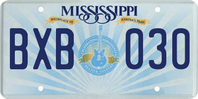 MS license plate BXB030