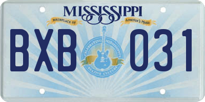 MS license plate BXB031