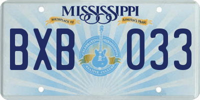 MS license plate BXB033