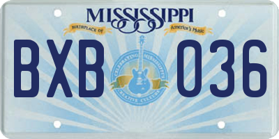 MS license plate BXB036
