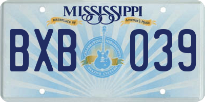 MS license plate BXB039