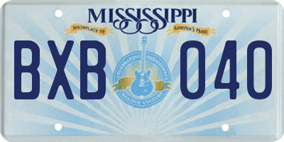 MS license plate BXB040