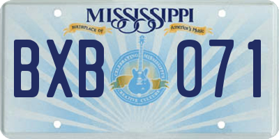MS license plate BXB071
