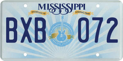MS license plate BXB072