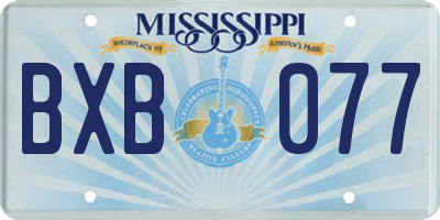 MS license plate BXB077