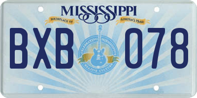 MS license plate BXB078