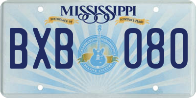 MS license plate BXB080