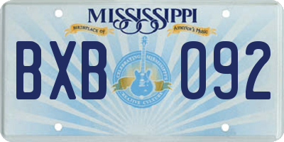 MS license plate BXB092