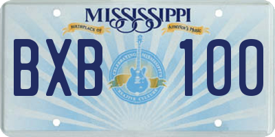 MS license plate BXB100