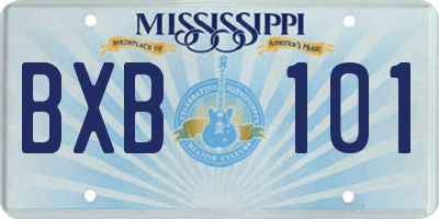 MS license plate BXB101