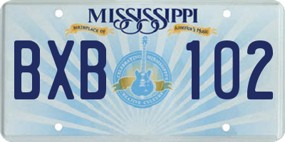 MS license plate BXB102