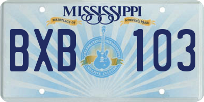 MS license plate BXB103