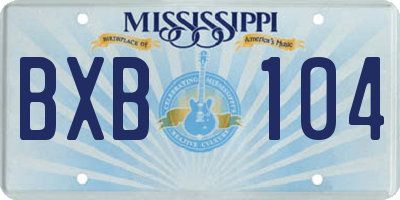 MS license plate BXB104