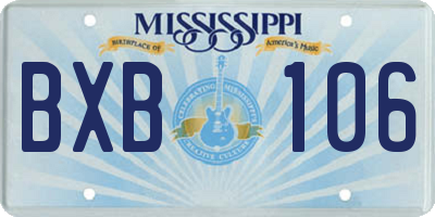 MS license plate BXB106