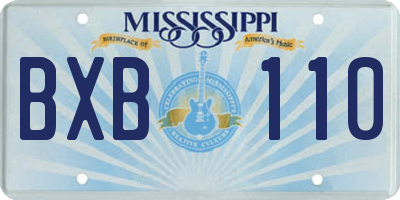 MS license plate BXB110