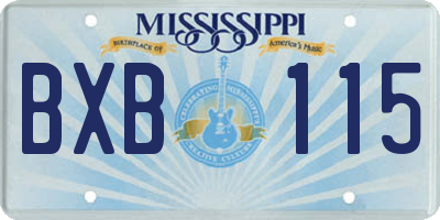 MS license plate BXB115