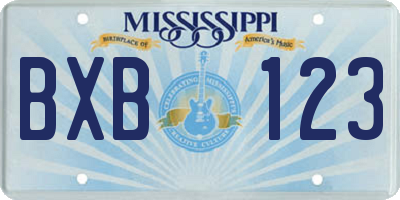MS license plate BXB123