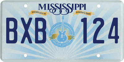 MS license plate BXB124