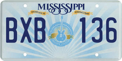 MS license plate BXB136