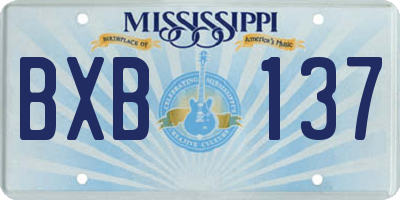 MS license plate BXB137