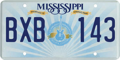 MS license plate BXB143