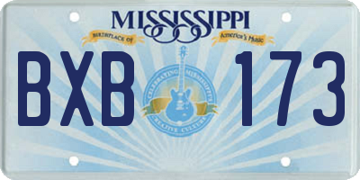 MS license plate BXB173