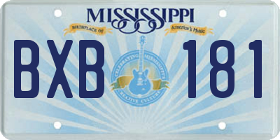 MS license plate BXB181