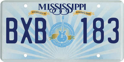 MS license plate BXB183