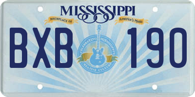 MS license plate BXB190