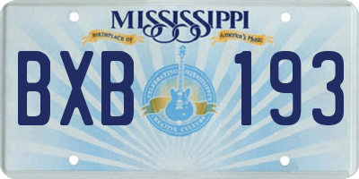 MS license plate BXB193